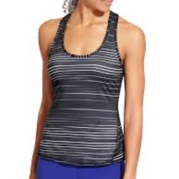 Athleta racer back stripe gray tank Sz XXS T-shirt - Picture 1 of 6